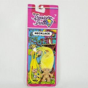 Vintage 1991 Ace Novelty TREASURE TROLLS Necklace Yellow Hair Fairy Creatures